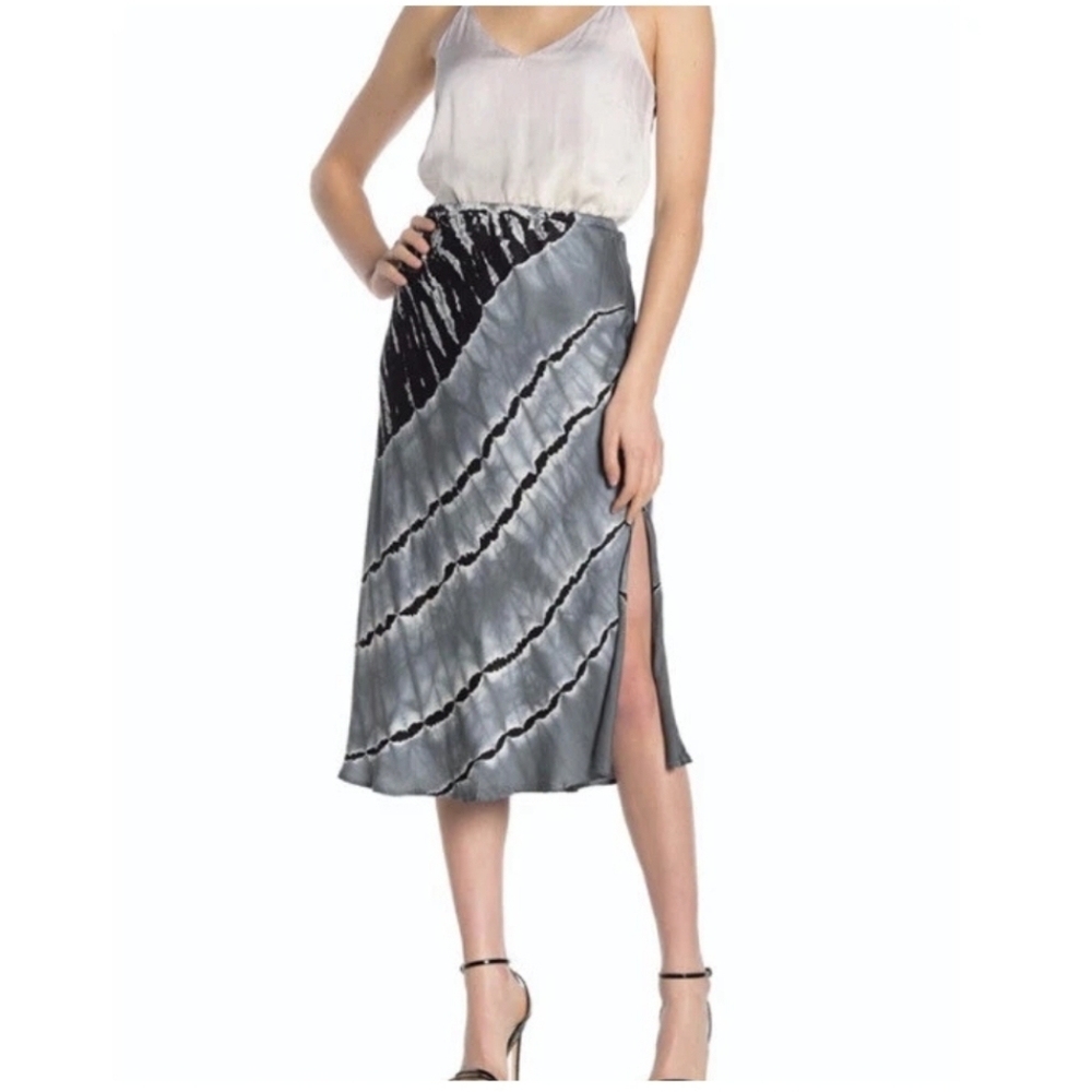 Young Fabulous & Broke YFB Felicity Satin Midi Skirt Seaglass Stripe like new
